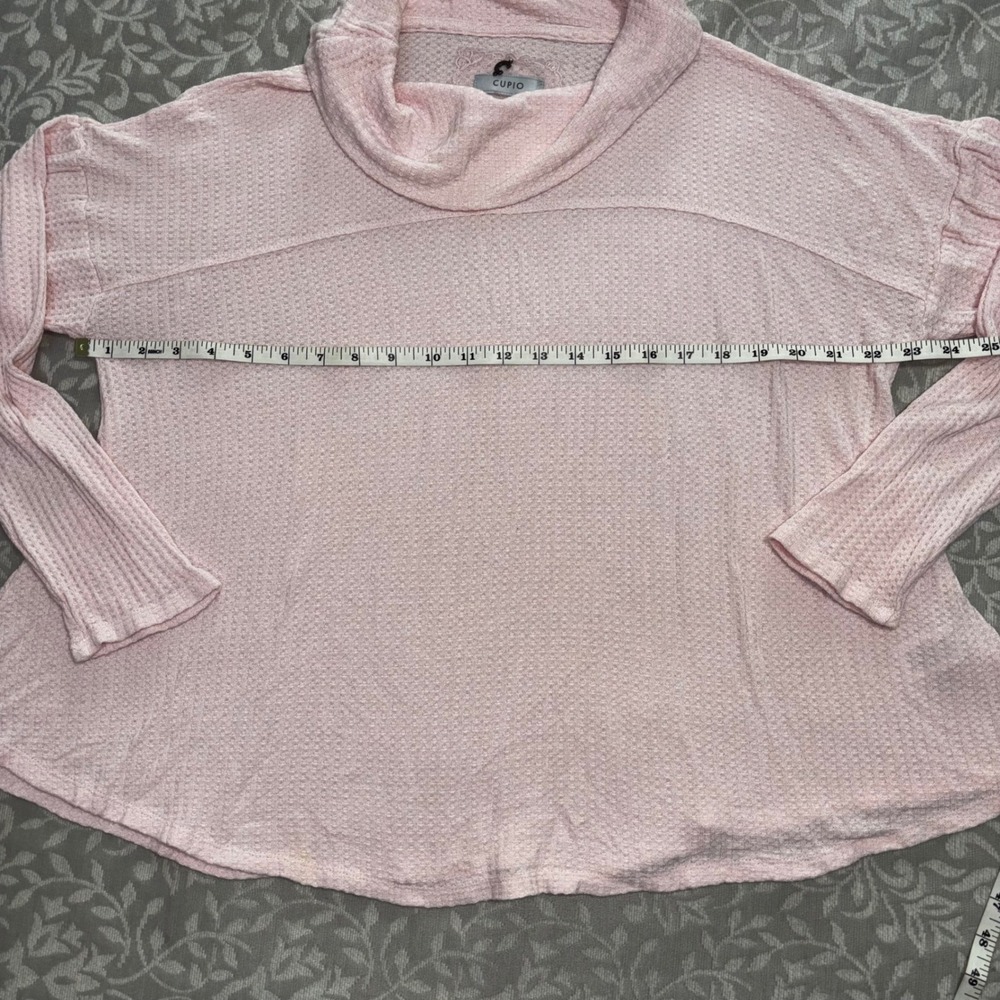 Cupio Waffle Knit Cowl Neck Pink Lightweight Flowy Top Womens XL - Picture 4 of 9